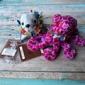 VTG Hawaiian Collectibles Plush Toys 7" Wawaeponi Octopus w Umo The Barking Seal